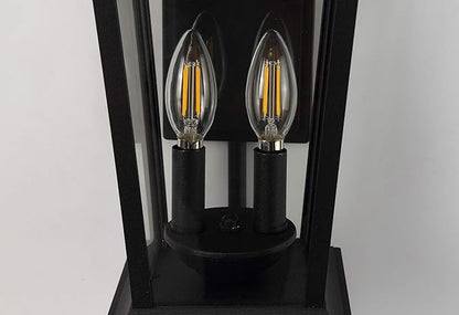 Outdoor Wall Lantern, Large Exterior Waterproof Wall Sconce Light Fixture, Black Anti-Rust Outside Porch Sconce Lights with Clear Glass