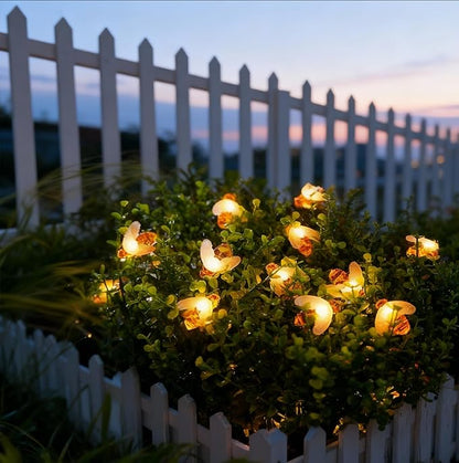 Vigdur 2 Pack Solar Bee String Lights Outdoor, 10 LED 3D Bee Fairy Lights, IP44 Waterproof Solar Powered for Windows, Fences, Patios, Christmas, Weddings & Party Decor (Warm White)