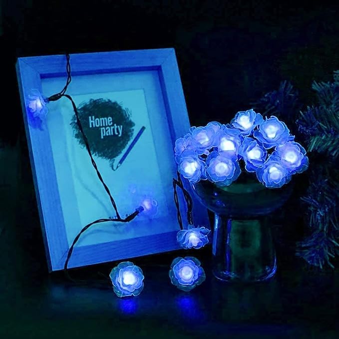 Solar Heart Lights, Outdoor Heart Lights 30LED 19.7ft with 8 Mode Working Lighting Waterproof for Christmas Tree Party Wedding Garden Decorate (Rose-Blue)