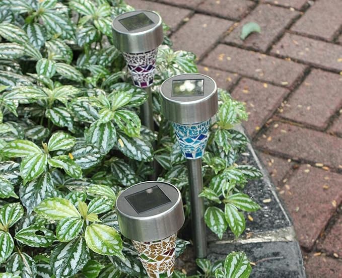 CTKcom Solar Mosaic Garden Lights Outdoor Decorative Mosaic LED Stake Lights Solar Powered Landscape Path Lighting for Lawn Path Patio Yard Walkway,3 Pack