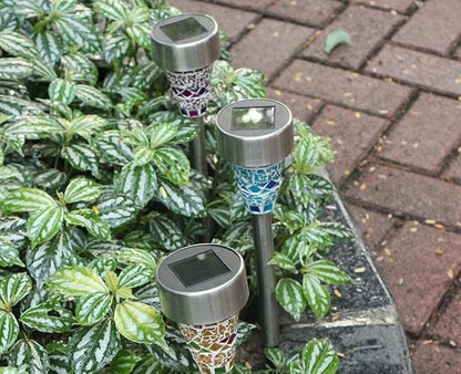 CTKcom Solar Mosaic Garden Lights Outdoor Decorative Mosaic LED Stake Lights Solar Powered Landscape Path Lighting for Lawn Path Patio Yard Walkway,3 Pack