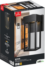 GLOBE Electric 44246 Bowie LED Integrated Outdoor Indoor Wall Sconce, Matte Black, Clear Glass Insert, 10W, 420 | Lumora