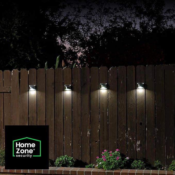 Home Zone Security Solar Wall Lights - Decorative Outdoor Solar Fence Post and Step Lights, Weatherproof with No Wiring Required, Stainless Steel (4-Pack) (ELJ9533V)