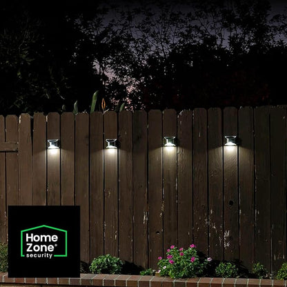 Home Zone Security Solar Wall Lights - Decorative Outdoor Solar Fence Post and Step Lights, Weatherproof with No Wiring Required, Stainless Steel (4-Pack) (ELJ9533V)