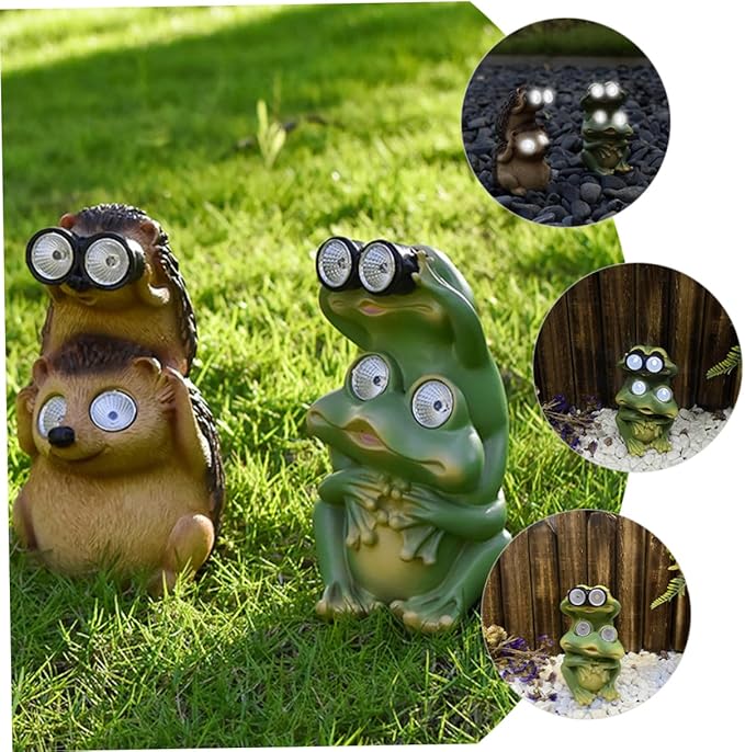 PAREKS Solar Light Crafts Decor Solar Pathway Lights Garden Resin Ornament Driveway Lights Resin Craft Ornament Yard Lights Frog Ornaments Garden Light Night Light Synthetic Resin outdoor/1142