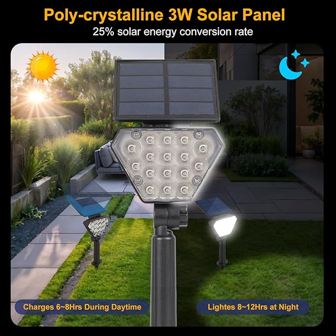 T-SUN Solar Lights Outdoor Waterproof IP65, 12 Pack LED Solar Spot Lights Color Changing IP65 Waterproof Smart Auto | Lumora