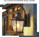 Emliviar 12.2 Inch Wall Light with Water Ripple Glass, 1-Light Outdoor Patio Light for House, Die-cast Aluminum in | Lumora