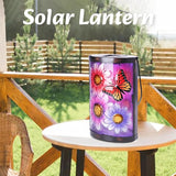 Hanging Solar Lantern Outdoor Waterproof Flowers Butterfly Solar Lights Glass Tabletop Decorative Lamp for Outdoor | Lumora