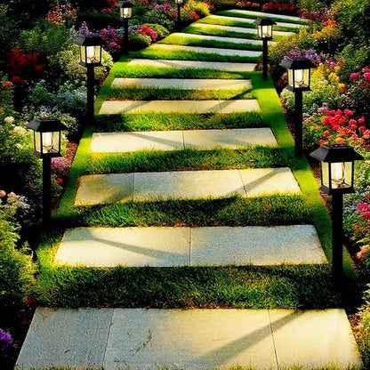 2 Pack Solar Pathway Lights Outdoor, IP65 Waterproof Upgraded LED - Auto On/Off Landscape Lighting for Driveway, Garden, Walkway, Patio & Yard Decor, Warm White