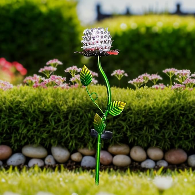 Metal Flower Solar Pathway Lights – Garden Landscape Lighting, Outdoor Yard Decor, Perfect Gifts for Women, Moms & Friends