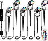 Outdoor Landscape Lighting, 6 Pack RGB Outdoor Spot Lights with Transformers and Remote, 12V Low Voltage Color | Lumora
