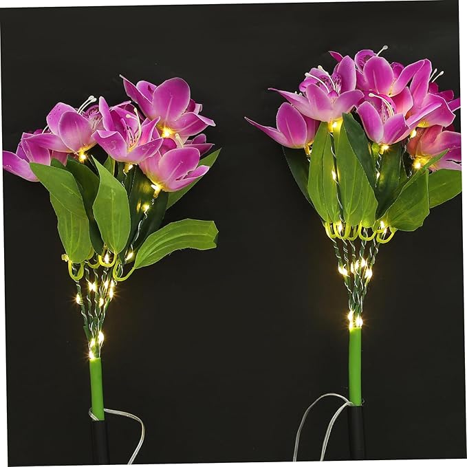 BESTOYARD Led Solar Flower Stake Lamp Outdoor Garden Light Design for Elegant Decoration Easy Installation for Pathway and Lawn Decor