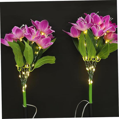 BESTOYARD Led Solar Flower Stake Lamp Outdoor Garden Light Design for Elegant Decoration Easy Installation for Pathway and Lawn Decor