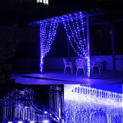 Fairy Lights Outdoor String Lights 33ft 100 LED with Memory Modes Controller, Extendable Christmas Lights Decorations for Wedding, Ramadan, Christmas, Valentine, Party, Patio, Indoor Outdoor (Blue)