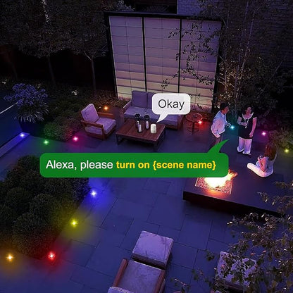 LED Deck Lights Kit 50 Pack, 1.22" Low Voltage WiFi RGBW+IC Multicolor Dynamic Recessed Deck Lighting Work with Alexa/Google Home, IP67 Waterproof 12V Step Lights Outdoor for Garden Yard Path Stairs