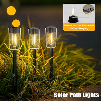 Solar Pathway Lights Outdoo 8 Pack, Bright Solar Path Lights Outdoor, IP65 Waterproof Garden Lights Solar Powered Landscape Lighting for Outside Yard Lawn Patio Walkway Driveway