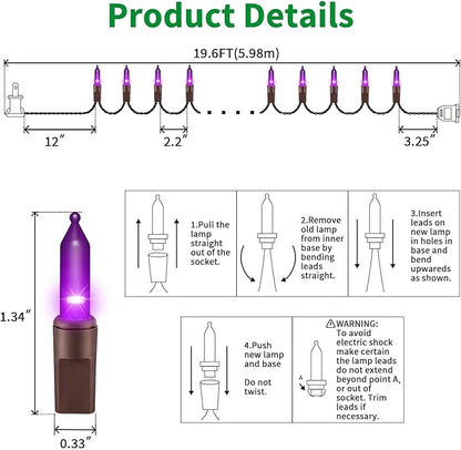 LAMPHOME Purple Christmas Lights Indoor Outdoor,19.6ft 100count Purple Lights for Christmas Tree, Deep-Violet String Lights Plug in for Christmas Bedroom Garden Party Xmas Decorations