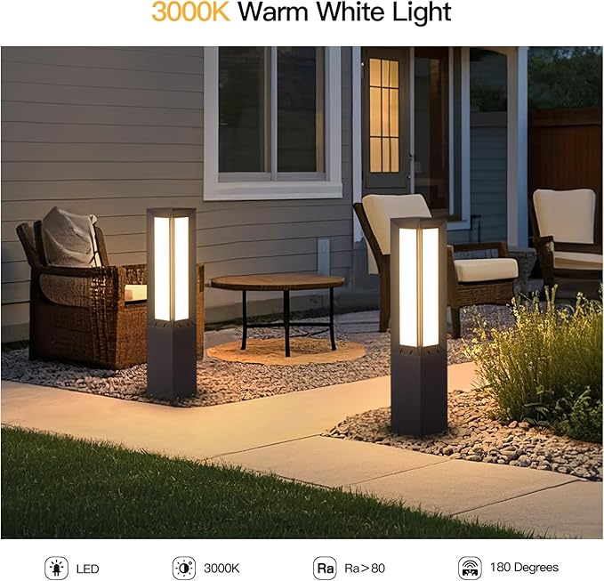 Solar Pathway Lights Outdoor, 31.5" Landscape Path Lights, IP65 Waterproof Bollard Light Outdoor, 3000K Solar Lamp Path Light, Modern Commercial Pathway Lighting for Walkway Driveway Garden Patio