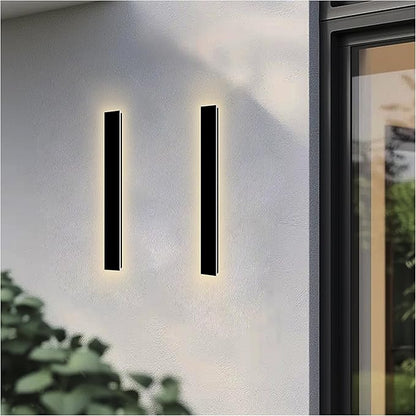 Modern Outdoor Wall Lights, 2 Pack 24 Inch Long Outdoor Wall Sconce with Junction Box Cover, LED 3000K Exterior Sconce IP65 Waterproof Outside Wall Lights for House Garage