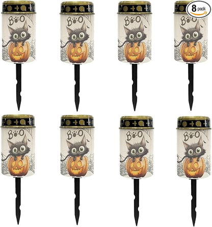 Halloween Black Cat Pumpkin Outdoor Solar Lights Solar Stake Lights Waterproof Halloween Decor Solar Walkway Lights Yard Pathway Light Solar Lantern,Wall Light Auto On/Off