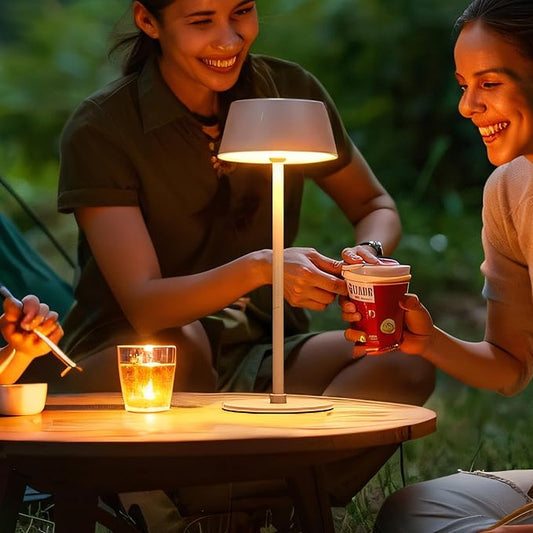 Outdoor Table Lamp,Rechargeable Cordless LED Table Lamps,Portable Desk Light,2200mAh Battery Waterproof Dimmable 3 Color Stepless Table Light,Wireless,Cafe/Dinner/Patio/Restaurant