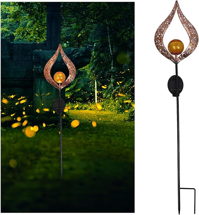 Solar Flame Torch Light Outdoor Solar Power Pathway Lamp Waterproof LED Garden Lawn Light for Patio Yard Landscape Decor