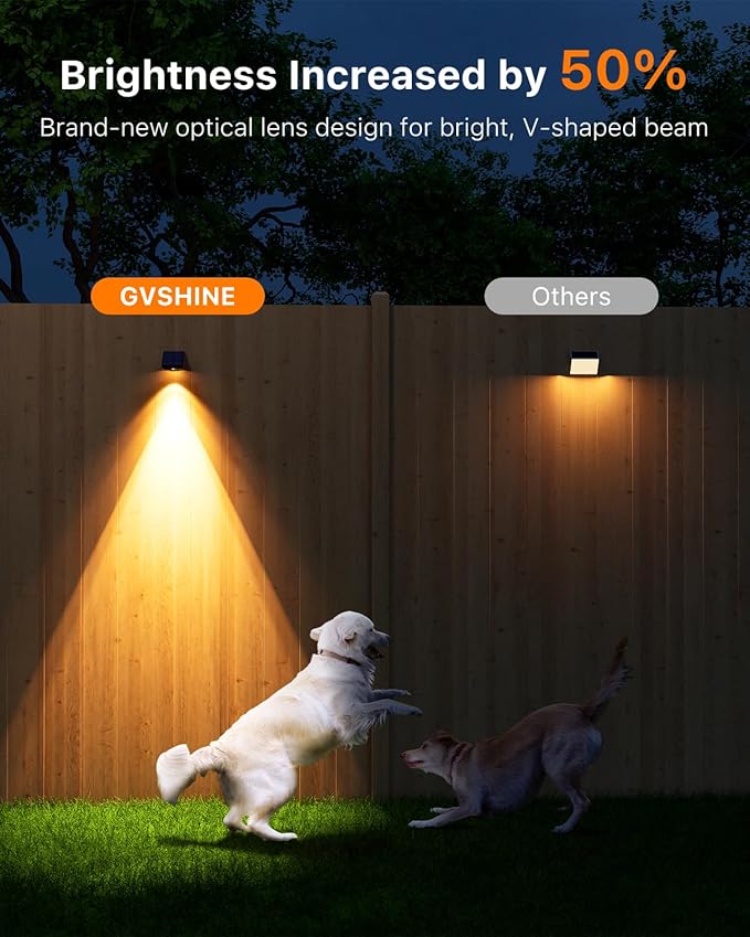 16 Pack Solar Powered Fence Lights Outdoor Wall Mount Decorative Waterproof Down LED for Deck, Outside Stairs, Pool | Lumora