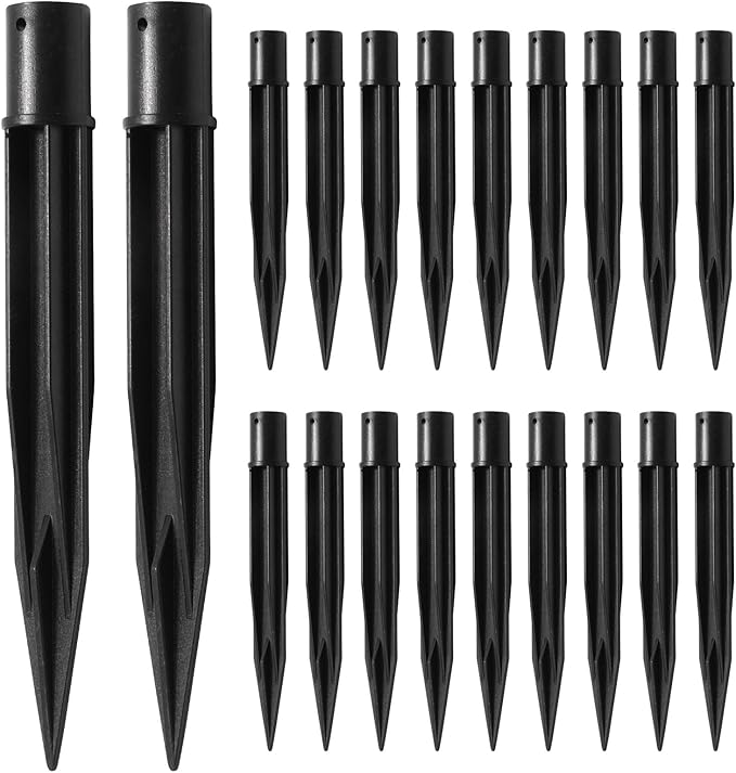 20PCS Solar Light Spikes 0.39", 0.64" Christmas Plastic Torch Lights Spikes for Outdoor Yard Garden, I.D.0.39 Inch/10MM, O.D 0.64 inch/16.3 MM, Replacement Stake for Solar Lights Pegs