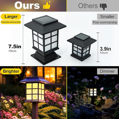 Anordsem Solar Garden Light Outdoor：2 Pack LED Waterproof Pathway Lighting - Uniquely Designed Modern Durable Decorative Lights for Lawns Walkways backyards - Gifts for Gardening Enthusiasts