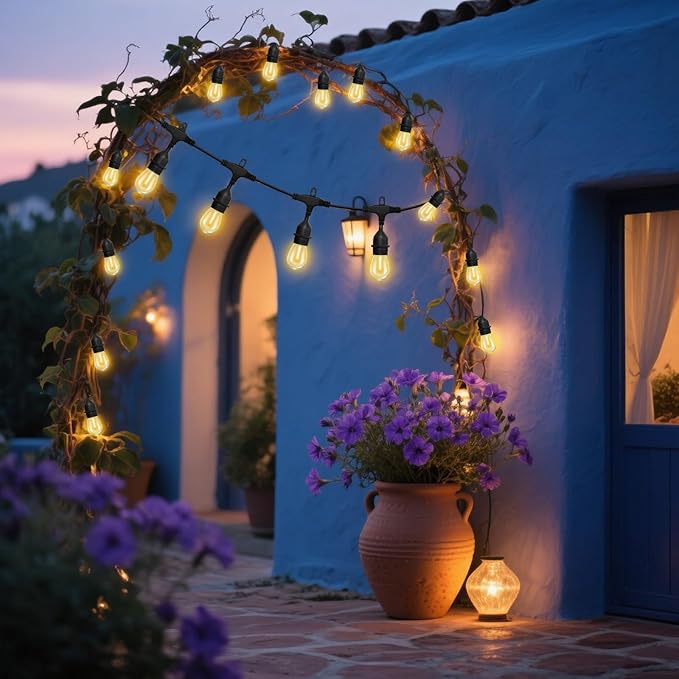 Outdoor String Lights 105FT Patio Lights with 33+2 LED S14 Shatterproof Edison Bulbs, Patio String Lights for Bistro,Cafe,Garden, Backyard,Porch,Pergola,Bistro