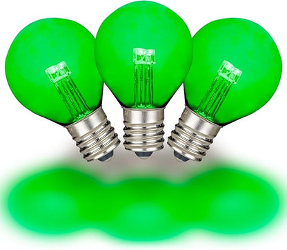 Novelty Lights 25 Pack G30 Glass LED Globe Bulbs, String Light Replacement Bulbs, E12 Candelabra Base, Energy Efficient Outdoor Patio Lighting, Green