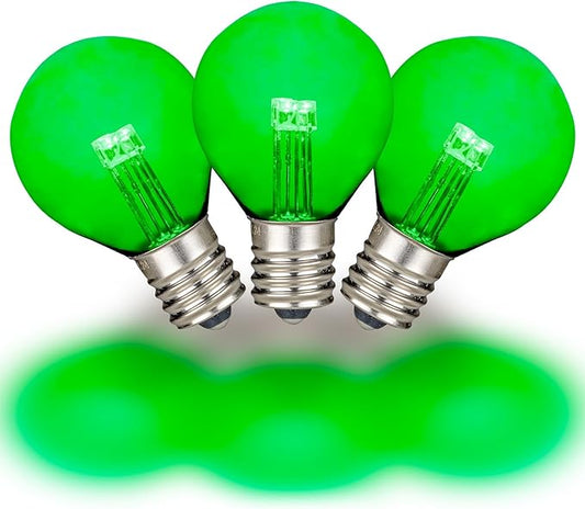 Novelty Lights 25 Pack G30 Glass LED Globe Bulbs, String Light Replacement Bulbs, E12 Candelabra Base, Energy Efficient Outdoor Patio Lighting, Green