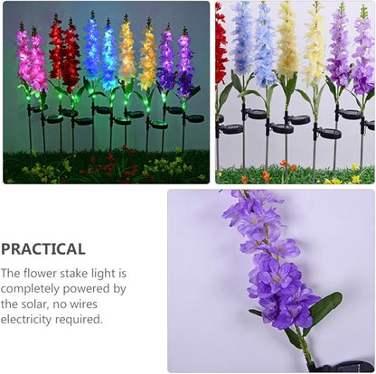 Uonlytech Solar Post Lights Violet Garden Stake Lights 5 Heads Colorful Decorative Yard Path Landscape Lighting for Patio Yard Pathway Purple