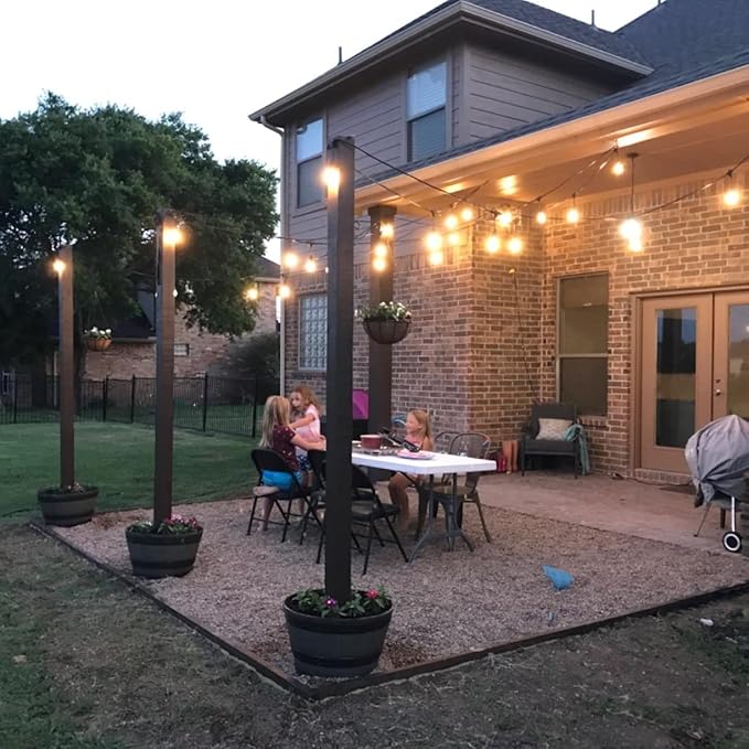 48Ft Outdoor Hanging String Lights,16 LED S14 Vintage Bulbs,Heavy Duty 120V Plug in & Connectable,Dimmable | Lumora
