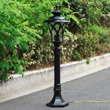 Lights Outdoor IP42 Retro Outdoor Waterproof Glass Lantern European Metal Aluminum Street Pillar Light Black Lawn | Lumora