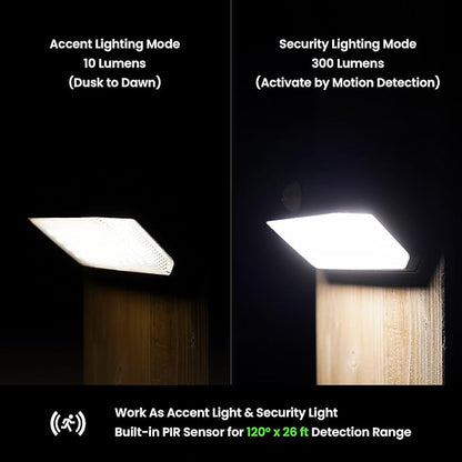 Home Zone Mesh Linkable Series 4-Pack Solar SMD LED Security Wall Pack Light, 800LM, Auto-Linking, 120°x26 ft Motion Detection, 3000L Warm White, 800 Lumens, Customizable 4-Channel Settings, Black