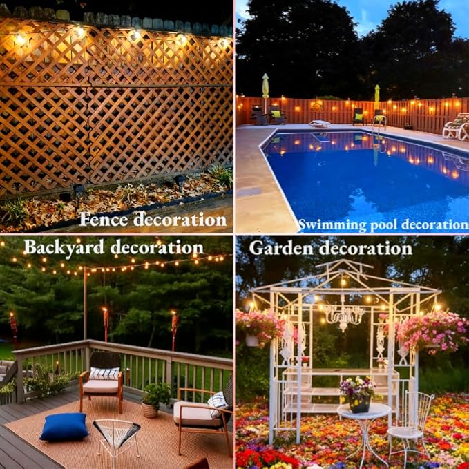 Honche Solar Lights Outdoor Waterproof IP65 with 20 LED Edison Bulb Patio Lights String Lights 49FT Warm White | Lumora