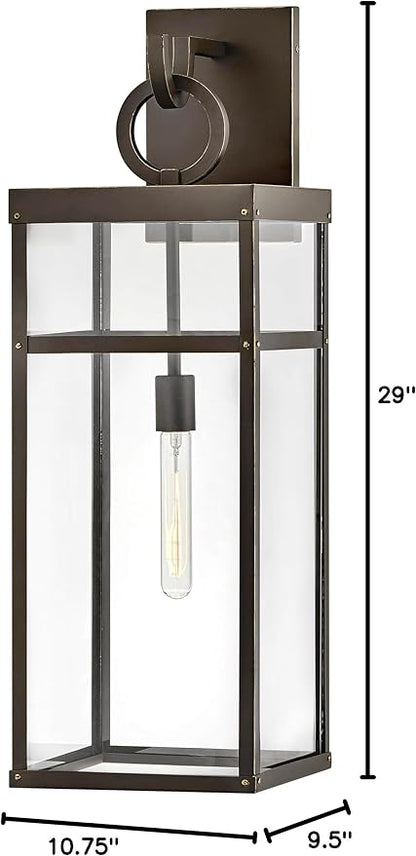 Hinkley Porter Collection One Light Extra Large Outdoor Wall Mount Lantern, Oil Rubbed Bronze