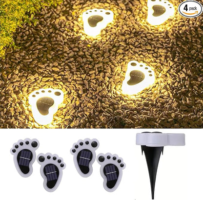 Solar Paw Print Lights, Cats and Dogs Animal Solar Lights, Outdoor Decorative Lights, Garden Lights Path Lights Walkway Lighting, Suitable for Terrace Yard Garden Path Lawn Yard 4 Pack (Style E)