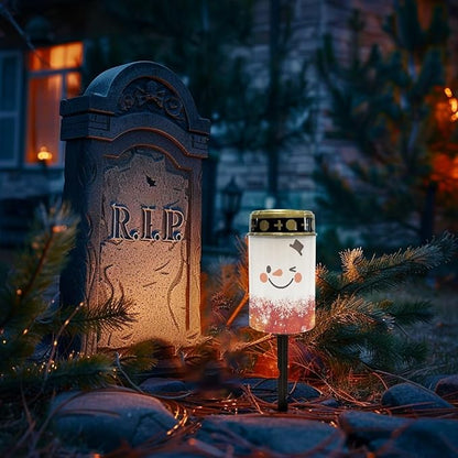 Pseaysky Cute Snowman Solar Stake Lights - Waterproof Guardian Driveway Markers & Walkway Lights - Sympathy Remembrance Memorial Gift for Grave Ornaments & Garden Decor