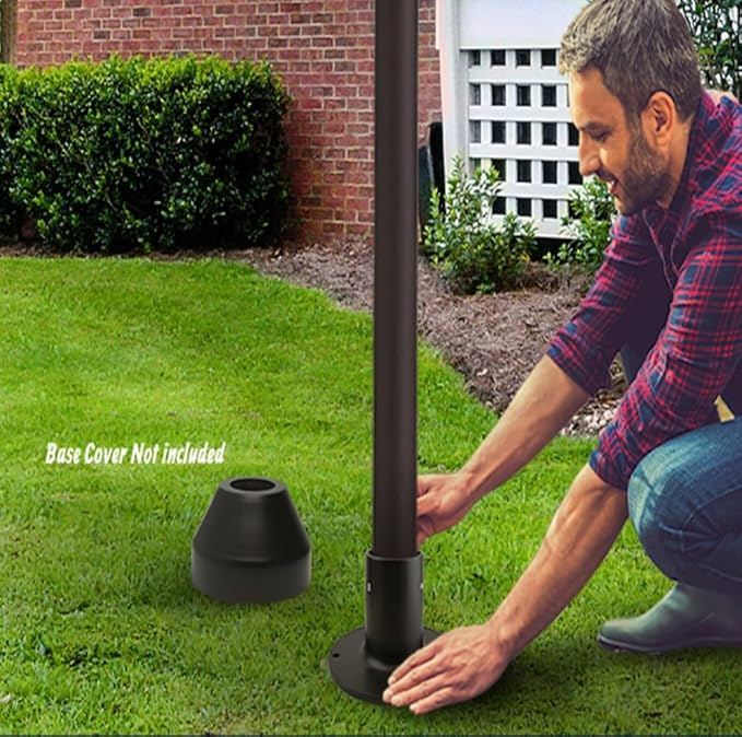 Solus SB-2403 Outdoor Surface Mount Lamp Post Base – Light or Heavy Duty Aluminum Base for 3" Poles - Black | Lumora
