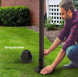 Solus SB-2403 Outdoor Surface Mount Lamp Post Base – Light or Heavy Duty Aluminum Base for 3" Poles - Black | Lumora
