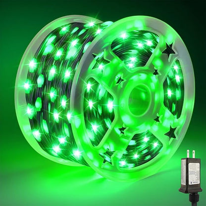 Tcamp 306FT 1000 LED Green Christmas Lights, 8 Modes Christmas Tree Lights with Timer Memory Function, Green Wire Starry Fairy String Light for Xmas Tree Outdoor Indoor Decor