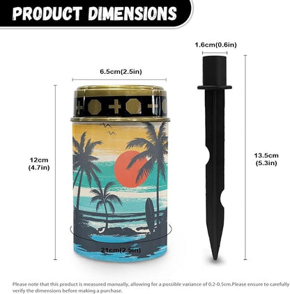 Palm Tree Solar Dusk to Dawn Lights Outdoor Waterproof Solar Memorial Lights for Graves Eternal Light Solar Powered Lighted,Cemetery Decor Candle Lamp Memorial Decoration