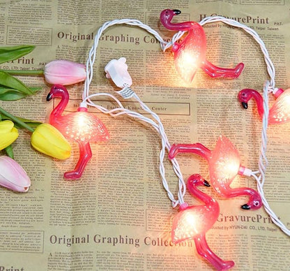 GOOTHY 8.5Ft Pink Flamingo String Lights, Summer Patio Outdoor String Lights with 10 Mini Flamingo Lights, Plug in Decorative Fairy Lights UL Listed for Bedroom Party Birthday Wedding Holiday Decor