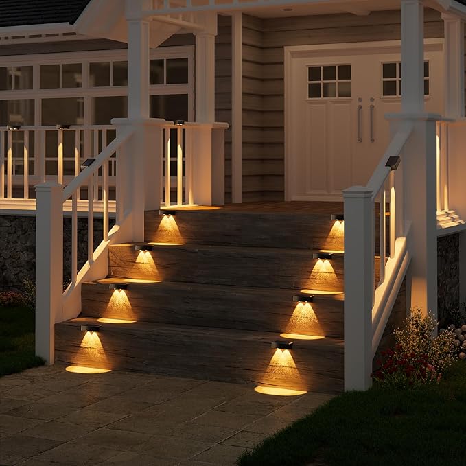 VOLISUN Solar Deck Lights 12 Pack, Warm White, Cool White and RGB Color Glow LED Large Size Lamp, IP65 Waterproof | Lumora