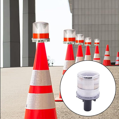 PENCK Solar LED Warning Light Waterproof Driveway Lights Flashing Barricade Light Road Construction Safety Signs Flash Traffic Light for Outdoor Fence Patio Yard Home Pathway Stairs Garden (White)