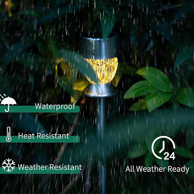 Solar Pathway Lights Outdoor, 10 Pack Solar Powered IP65 Waterproof Solar Path Lights Super Bright Up to 12Hrs, Rechargeable Outside Landscape Lights for Garden, Yard, Patio Walkway Warm light