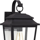 John Timberland Bellis Verde Outdoor Wall Light Sconce Fixture Texturized Black Steel 15 1/4" Clear Glass Lantern | Lumora