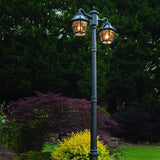 Gama Sonic Polaris Double Head Lamp Post (177B50002), Black Finish - Outdoor Path Light | Lumora